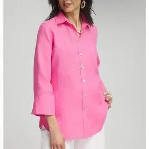 Blouse Femme Chico's - Taille XL Blanc - Coton - Manches 3/4 - Col Avec Boutons - Occasion Parfait État